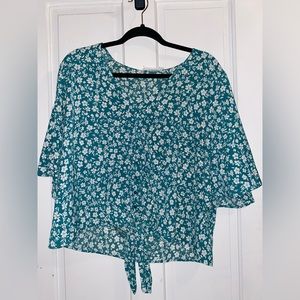 Lush - Floral Button Down Tie Shirt